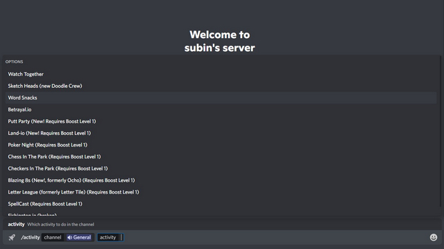 గేమ్ కార్యాచరణను ఎంచుకోండి